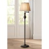 Regency Hill Traditional Swing Arm Floor Lamp 58" Tall Painted Black Bronze Swirl Font Faux Silk Beige Shade for Living Room Reading Office - 2 of 4