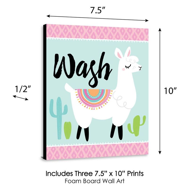 Big Dot of Happiness Whole Llama Fun - Kids Bathroom Rules Wall Art - 7.5 x 10 inches - Set of 3 Signs - Wash, Brush, Flush, 5 of 8