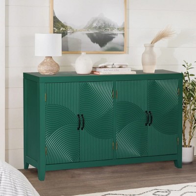 59" Accent Cabinet with 4 Doors Textured Wood Buffet Sideboard Storage Console Cabinet for Entryway Living Room or Dining Room-Maison Boucle