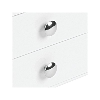 Compact White Plastic 3-Drawer Organizer with Chrome Knobs