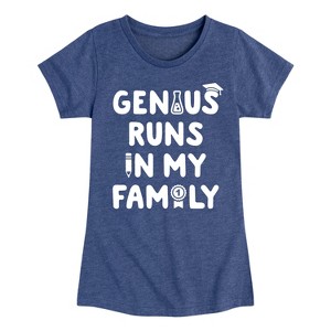 Girls' - Instant Message - Genius Runs In My Family Fitted Short Sleeve Graphic T-Shirt - 1 of 4