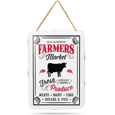 Farmlyn Creek Farmer’s Market Rustic Metal Hanging Vintage Sign (11 x 8 In)
