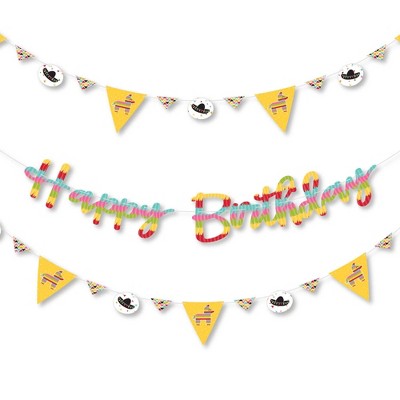 Big Dot of Happiness Let's Fiesta - Mexican Fiesta Birthday Party Letter Banner Decoration - 36 Banner Cutouts and Happy Birthday Banner Letters