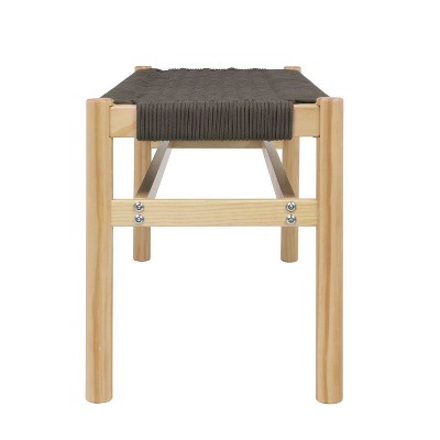 Fernway Blonde Solid Wood and Woven Rope Entryway Bench