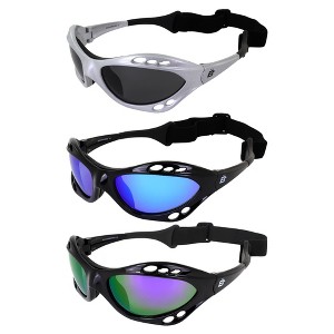 3 Pairs of Birdz Eyewear Seahawk Safety Goggles with Flash Mirror, Blue, Purple Lenses - 1 of 4