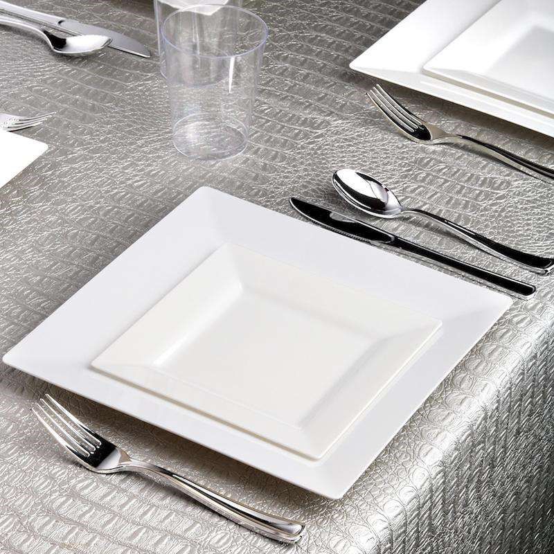 Smarty Had A Party 9.5" White Square Plastic Dinner Plates (120 Plates), 5 of 6