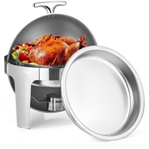 6.8QT Round Chafing Dish Buffet Set, Stainless Steel Roll Top Chafing Dishes with Fuel Holder & Water Pan, Buffet Warmer Set for Party, Banquet - 1 of 4