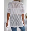 Women's Crochet Lightweight Cardigan Short Sleeve Boho Casual Open Front Sweater Tops - 4 of 4