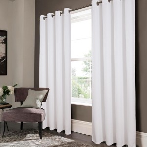 Lido Matte Embossed Blackout Grommet Curtain 38" x 95" White by Rt Designers Collection - 1 of 4