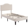 VECELO Bed Frame, Upholstered Platform Bed with Soft Teddy Fabric Adjustable Headboard, Beige/Gray - 4 of 4