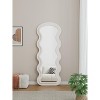 PAGED Modern Full Length Mirror,Flannel Leaning Floor Full Body Mirror with Wooden Frame,Suitable for Dressing Room,Cloakroom - 2 of 4