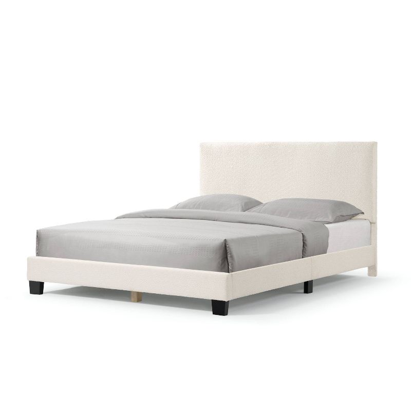 24/7 Shop At Home Queen Heartwild Modern Boucle Upholstered Standard Platform Bed White, 1 of 20