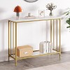 Coolmee 41.5 inch Industrial Console Table, Narrow Entryway Table with Glass Shelf and Metal Frame, Behind Couch Table for Hallway, Living Room - 4 of 4
