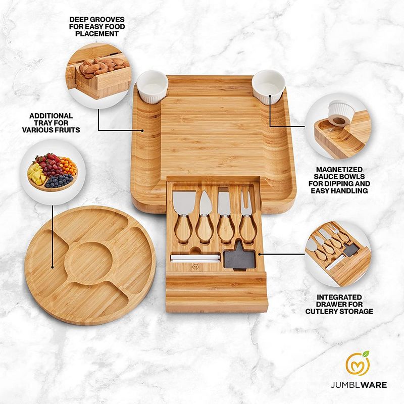 JumblWare Wooden Charcuterie Board Set, Cheese Board & Fruit Platter, 3 of 8