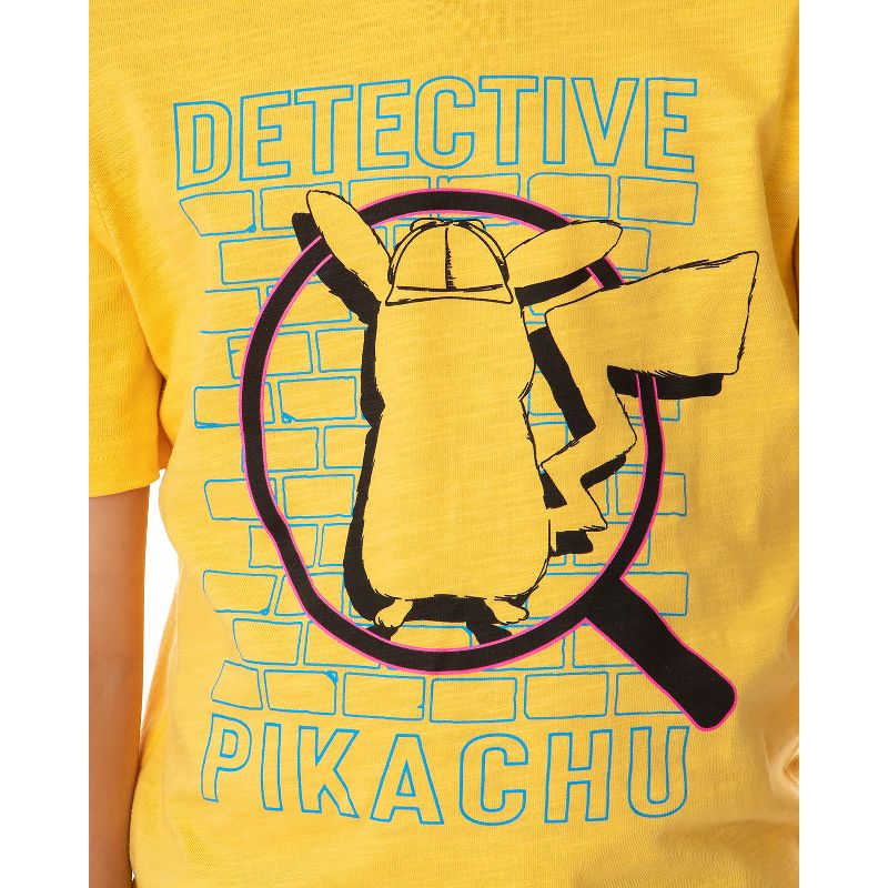 Pokemon Detective Pikachu Big Boys Short Sleeve T-Shirt Yellow Kids, 2 of 4