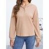 MISSKY Women's Fall Casual Long Sleeve Button Blouses Ribbed Knit Fashion Collared Oversized Loose Fit Tunic Tops - 2 of 4