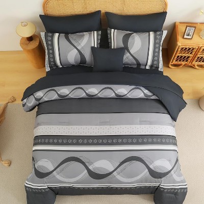 Der Rose BALHAM TRADE- 8 Pieces Grey Comforter Set Queen Size Bed in a Bag Boho Soft Microfiber Bedding Green Queen 90"×90" — фото 3