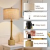 GTCLIGHTING 34.5" Gold Table Lamps for Living Room,Retro Bedside Lamps with Fabric Shade for Bedroom Nightstand,Rotary Switch - 2 of 4