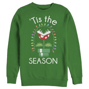 Men's Nintendo Christmas Mario Piranha Plants Sweatshirt - 1 of 3