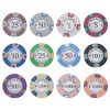 Slickblue 25-Count Milano 10g Clay Poker Chips, Real Casino Look, Compression Molded, Stylish Inlay Design, $10-$10,000 - 2 of 3