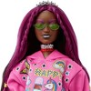 Barbie Extra Fashion Doll with Pink-Streaked Brunette Hair in Graphic Hoodie with Accessories & Pet - 3 of 4