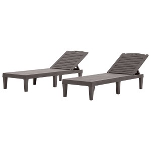 Ridstar 2 Piece Outdoor Patio Chaise Lounges with Backrest Adjustable For Patio, Poolside & Beach-Dark Brown - 1 of 4