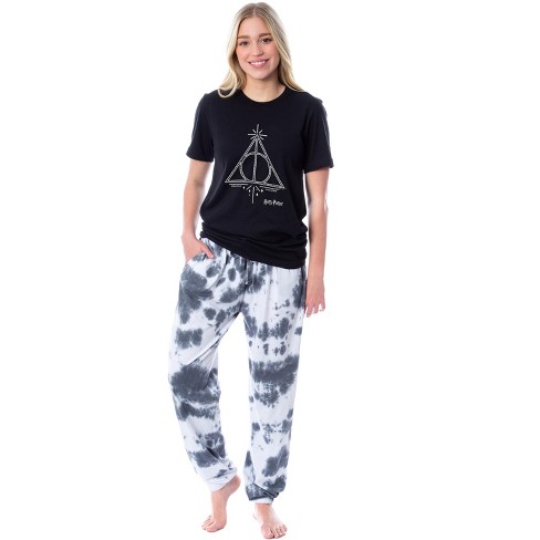 Harry Potter Womens' Hogwarts Crest Tie Dye Lounge Hooded Jogger Set (large)  Black : Target