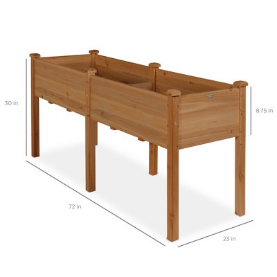Acorn Brown 72" Fir Wood Elevated Garden Planter Box