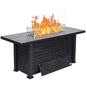 57 Inch Propane Fire Pit Table, 50000BTU Rectangle Fire Table with Rain Cover - 1 of 4