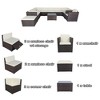11 Pcs Patio Furniture Set, Outdoor Conversation Set 10-Seater Sectional Sofa With Cushion And 3 Storage Box Under Seat - 3 of 4