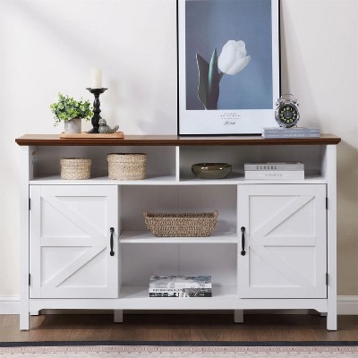 LunaLulinlk Farmhouse Sideboard Buffet Cabinet, 58" Large Kitchen Storage Cabinet