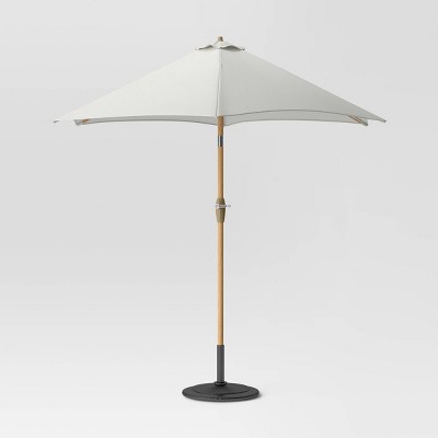 9' Round Outdoor Patio Market Umbrella with Faux Wood Pole - Threshold™