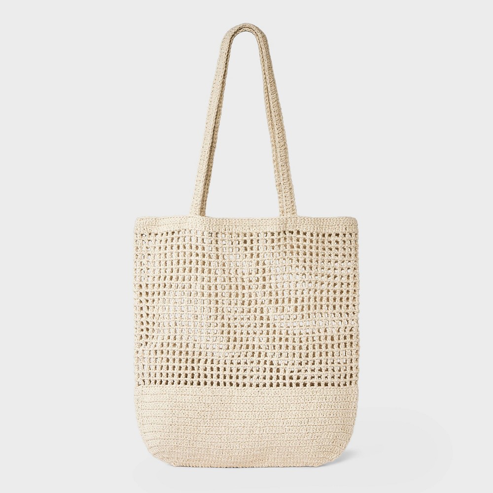 Photos - Women Bag Netted Crochet Tote Bag - Shade & Shore™ Cream