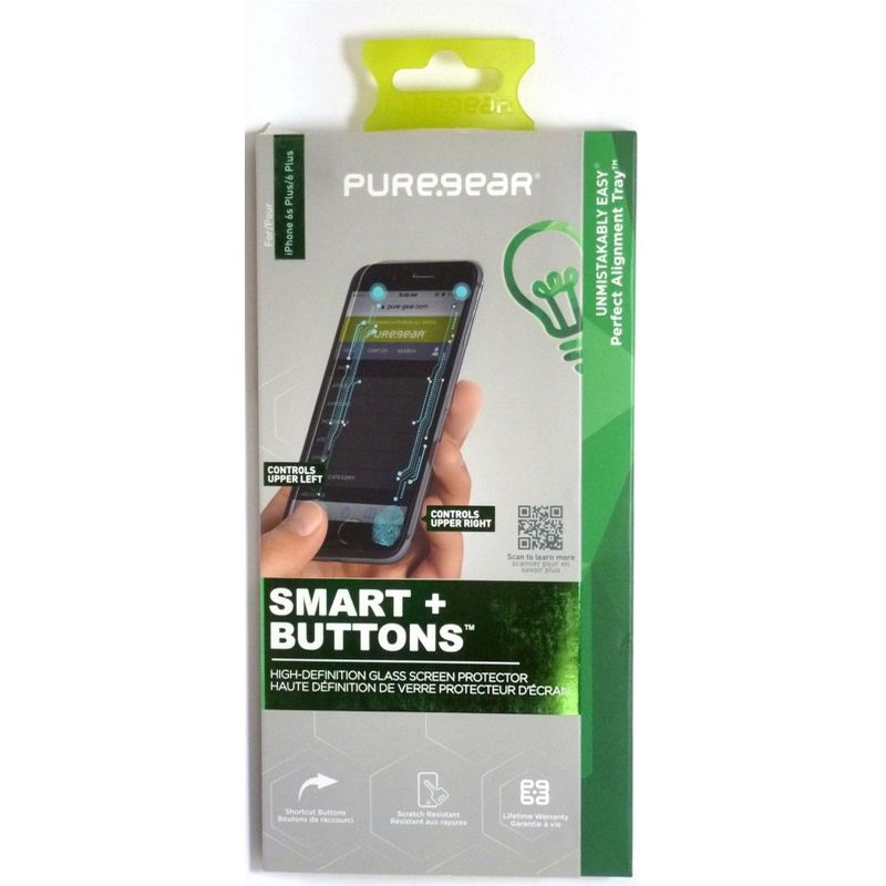 PureGear Smart+Buttons Glass Screen Protector for iPhone 6 Plus/6s Plus, 1 of 2