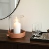 Glass Hurricane Candle Holder with Terracotta Base - Decorative Pillar Candlestick Holder for Dining Table Centerpiece or Shelf Display - 10", Brown - 2 of 4