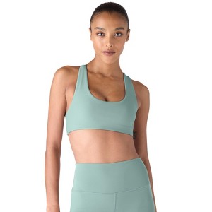 Future Planet Women's Nova Premium Performance Sport Athletic Active Yoga Workout Padded Sports Bra Removable Padding Sage Green - 1 of 4