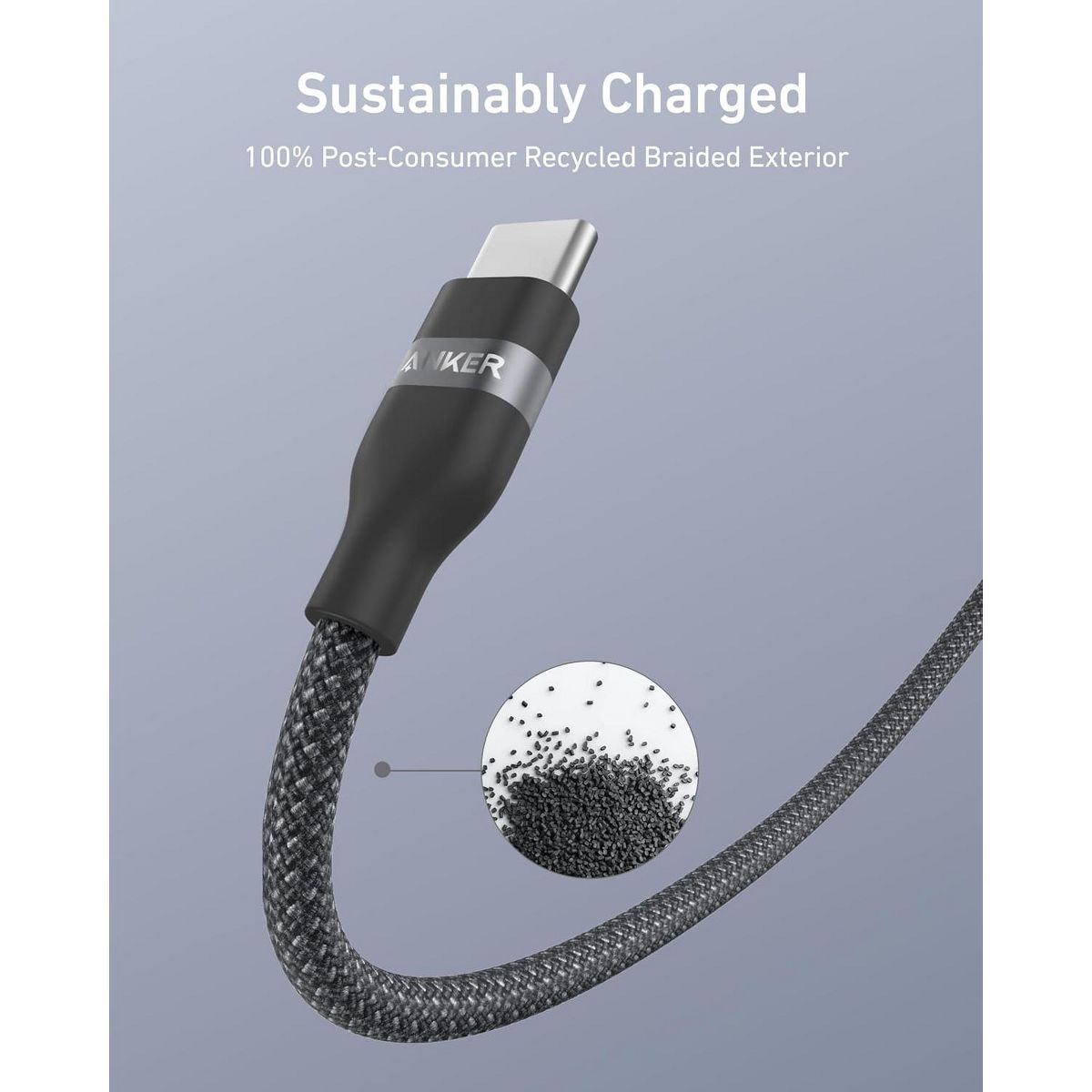 Anker Nano USB-A to USB-C Cable, CarPlay Cable (6 ft, Black) | Upcycled-Braided Cord for CarPlay, iPhone 17/16 Series, Samsung Galaxy Note20, and More - thumbnail 4