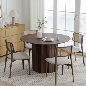 PexFix 46" Round Solid Wood Dining Table Kitchen Tables - 1 of 4