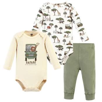 Hudson Baby Cotton Bodysuit and Pant Set, Going On Safari Long Sleeve, Preemie