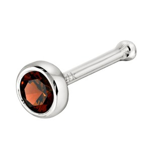 Jewelry Avalanche 22G 14K Gold Bezel-set Garnet Ball-end Nose Stud - 1 of 3