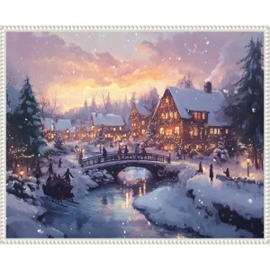 Amanti Art 28"x23" Pictufy Christmas Village by Pictufy Framed Canvas Wall Art Print - 1 of 4