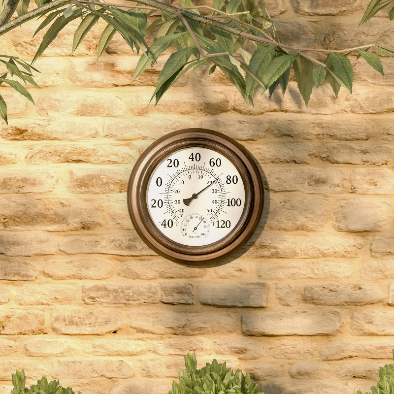 Nature Spring 8-Inch Wall Thermometer - 8-Inch Decorative Indoor/Outdoor Temperature and Hygrometer Gauge, 3 of 4
