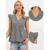INSPIRE CHIC Women's Summer Gingham Sleeveless V Neck Peplum Casual Plaid Blouses - 2 of 4