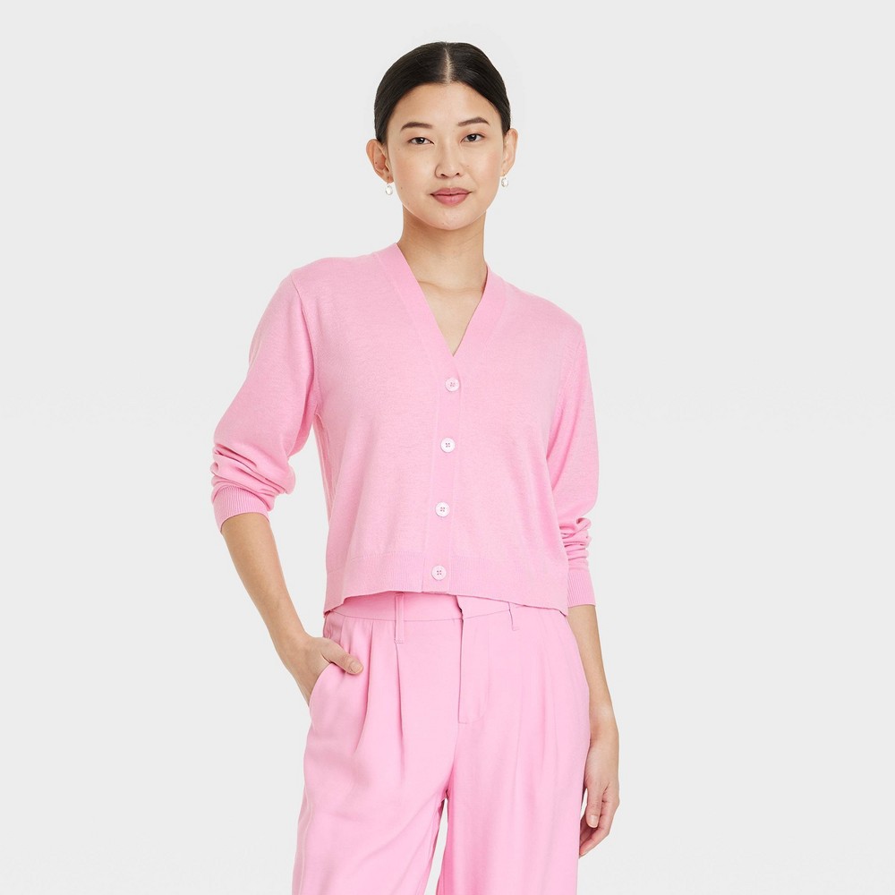 Women's Button-Front Cardigan - A New Day™ Pink S