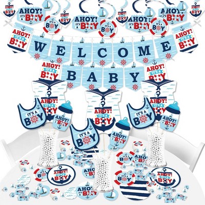 Big Dot of Happiness Ahoy It's a Boy - Nautical Baby Shower Supplies - Banner Decoration Kit - Fundle Bundle