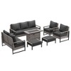 Sonkuki Patio Sofa Set with 45'' Fire Pit Table, All-Weather PE Rattan Wicker Patio Conversation Couch with Cushion - 2 of 4