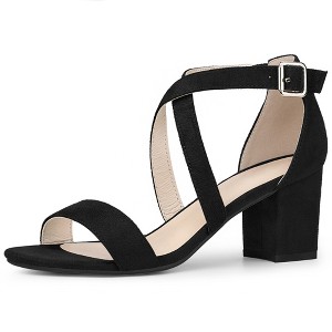 Perphy Women's Crisscross Buckle Strap Open-Toe Chunky Heels Sandals - 1 of 4