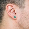 EVERLY JEWELRY | Men's Sterling Silver 1 5/8ct TGW Malachite Square and Round Stud Earrings 2-Piece Set - 2 of 4