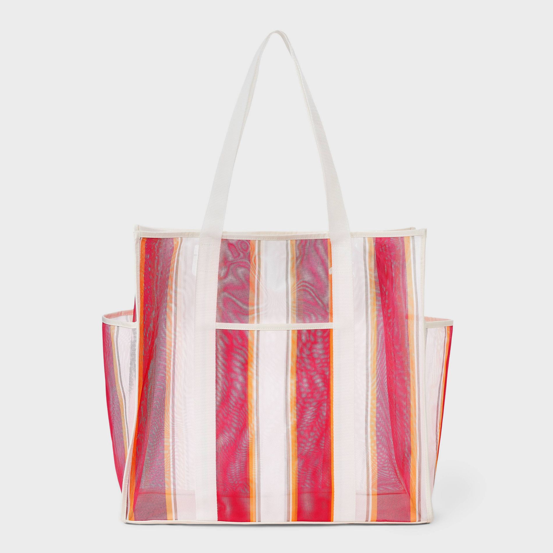 Mesh Packable Tote Handbag - Shade & Shore™ Pink Stripe: Unstructured Multi-Stripe Beach Bag