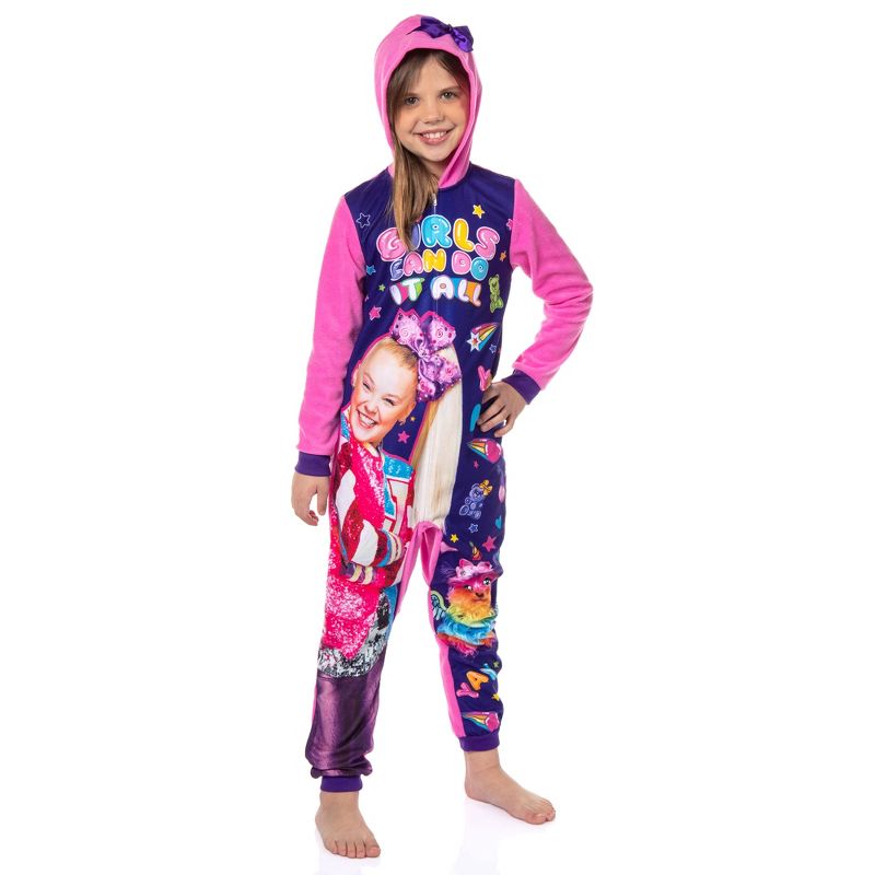 JoJo Siwa Girls' Can Do It All Zipper Sleeper Union Suit Pajama Outfit, 2 of 8